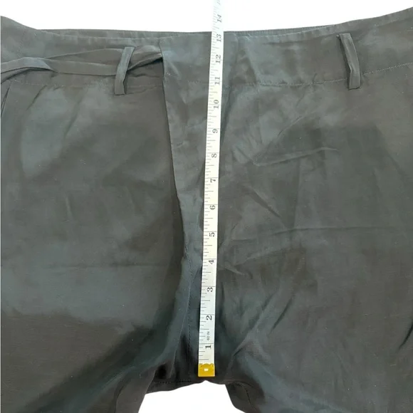 Nili Lotan Slouchy Crop Wrap Tie Belt Linen Blend Pants Trousers Black Sz‎ 6 - Picture 8 of 10
